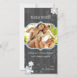 Hip Zwart & Wit Winter Vakantie Familiefoto Feestdagenkaart