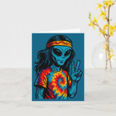 Hipe Alien Tie-dye Design  Kaart (Gele Bloem)