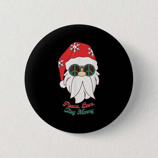 Hipe Santa Groovy Peace Sign Funny Christmas Ronde Button 5,7 Cm (Voorkant)