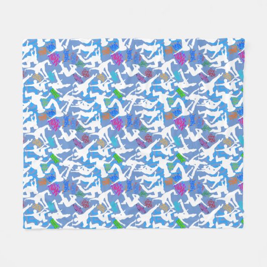 HipHop Dance Pattern.w L Blauw BG Fleece Deken (Voorkant (Horizontaal))