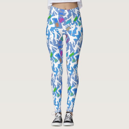 HipHop Dance Pattern.w L Blauw BG Leggings (Voorkant)