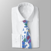 HipHop Dance Pattern.w L Blauw BG Stropdas (Gebonden)