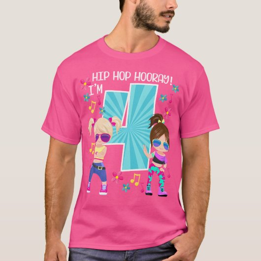 Hiphop Hooray Ik ben 4 Verjaardag Hiphop Kinder Da T-shirt (Voorkant)