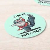 Hiphop Kerstman Kerstpapier Onderzetters (Gebogen)