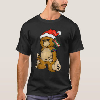 Hiphop kleding Mannen Hipster Santa Teddy Bear Rap T-shirt