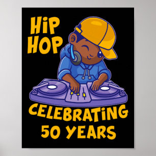 Hiphop Muziek 50e Jubileum Zwart Geschiedenis DJ D Poster