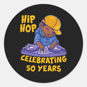 Hiphop Muziek 50e Jubileum Zwart Geschiedenis DJ D Ronde Sticker