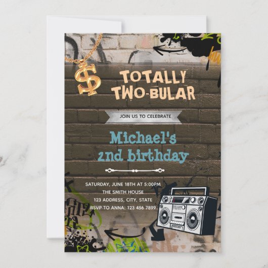 Hiphop verjaardagsfeestje uitnodiging (Voorkant)