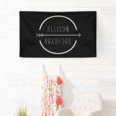Hippe en rustieke pijl Logo op zwart Spandoek (Insitu)