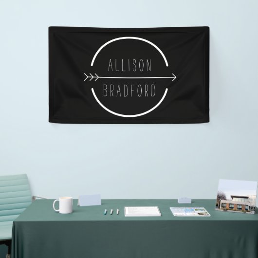 Hippe en rustieke pijl Logo op zwart Spandoek (Beurs)