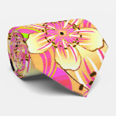 hippe roze bloempatroon stropdas (Opgerold)