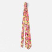 hippe roze bloempatroon stropdas (Achterkant)