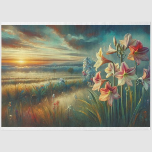 Hippeastrums Sunset Uitzicht Decoupage Tissue Pape Tissuepapier (Voorkant)
