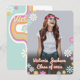 Hippie 1960's Flower Power Photo Afstuderen uit 19 Kaart