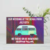 HIPPIE 1960'S VAN WEDDING INVITATIONS CUSTOM KAART (Staand voorkant)