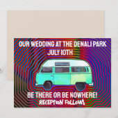HIPPIE 1960'S VAN WEDDING INVITATIONS CUSTOM KAART (Voorkant / Achterkant)