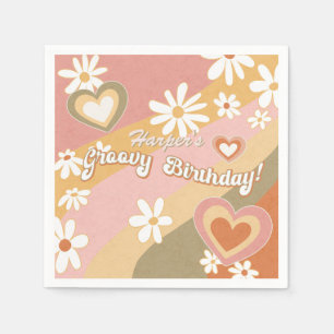 Hippie 60s 70s Retro Daisy Floral Groovy Birthday Servet
