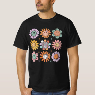 Hippie 60s 70s Smile Gezicht Flower Groovy CH T-shirt