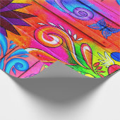 hippie 70 is psychedelisch kleurrijk cadeaupapier (Hoek)