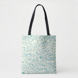 Hippie 70s Blauw Marmer Vloeibare Swirl Boho Patro Draagtas