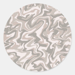 Hippie 70s Grijs Marmer Vloeibare Swirl Boho Patro Ronde Sticker