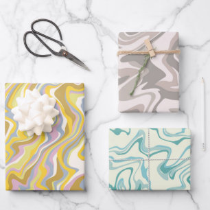 Hippie 70s Groen Marmer Vloeibare Swirl Boho Patro Inpakpapier Vel