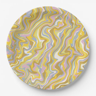 Hippie 70s Groen Marmer Vloeibare Swirl Boho Patro Papieren Bordje