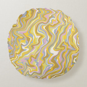 Hippie 70s Groen Marmer Vloeibare Swirl Boho Patro Rond Kussen