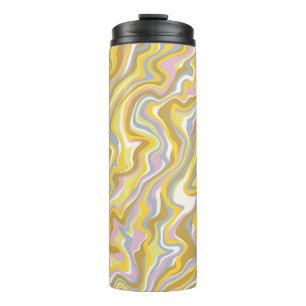 Hippie 70s Groen Marmer Vloeibare Swirl Boho Patro Thermosbeker