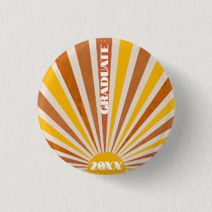 Hippie 70s Retro Education Afstuderen Sinaasappel  Ronde Button 3,2 Cm