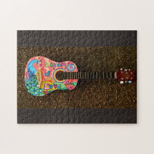 HIPPIE ACCOUSTIC GUITAR JIGSAW PUZZLE LEGPUZZEL