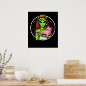 Hippie Alien Vegan Girl Poster (Keuken)