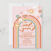 Hippie Arc-en-ciel Deux Super Invitation pour le 2 (Devant)