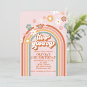 Hippie Arc-en-ciel Deux Super Invitation pour le 2 (Debout devant)