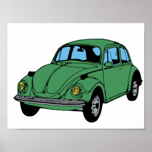 Hippie auto tekening, waarde Poster papier (mat)