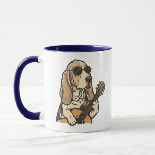 Hippie Beagle die Gitaar Speelt Mok