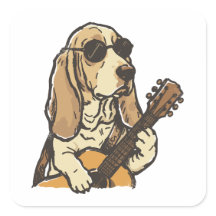 Hippie Beagle die Gitaar Speelt
