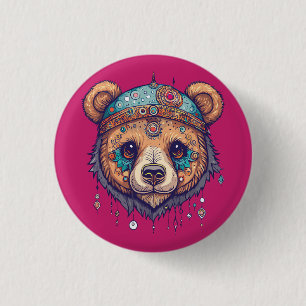 Hippie-Beer I Ronde Button 3,2 Cm