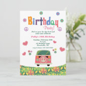 Hippie Birthday Party Invitation Kaart (Staand voorkant)