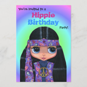 Hippie Birthday Party Paars Paisley Hippie Girl Kaart