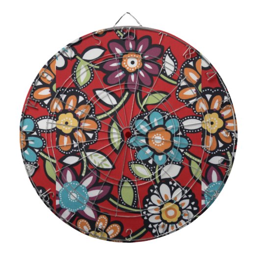 hippie bloemen dartboard dartbord (Voorkant)