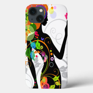 Hippie Bloemenmeisje Silhouette iPhone 13 Hoesje