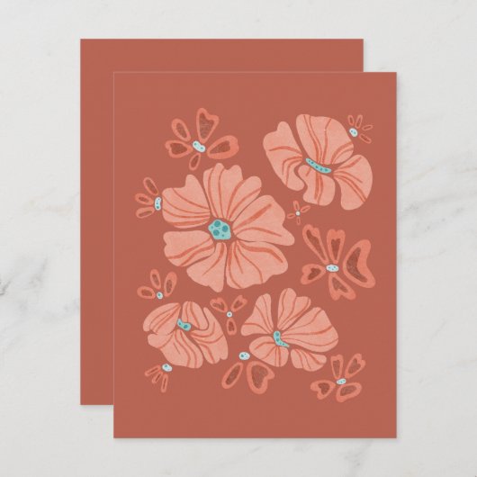 Hippie Blooms: Abstracte Red Flower Power kunstwer (Voorkant / Achterkant)