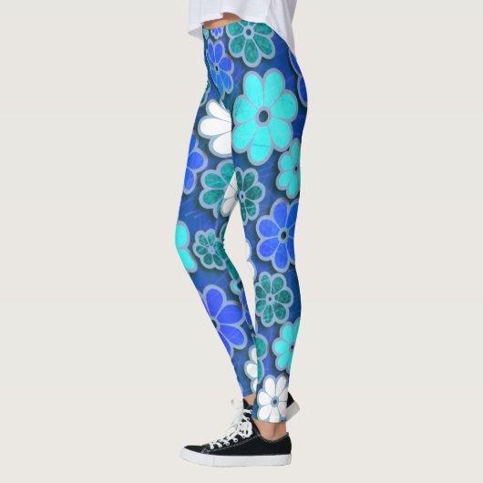 Hippie Blue Floating Floral patterned | LEGGINGS (Links)
