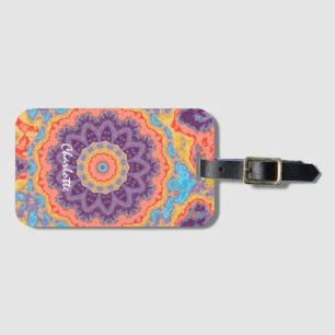 Hippie Bohemian Mandala Paarse Mix Persoonlijk Bagagelabel