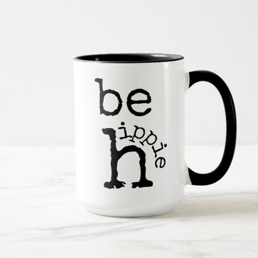 Hippie, Boho, Blanc noir, Mug café (Droite)