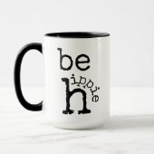 Hippie, Boho, Blanc noir, Mug café (Gauche)