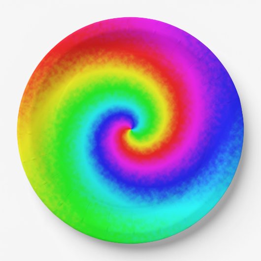Hippie Boho Tie Dye Psychedelic Twirl Papieren Bordje (Voorkant)