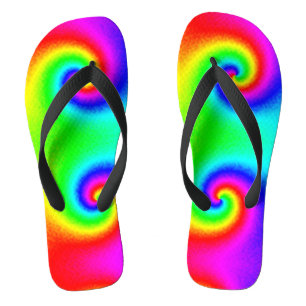  Hippie Boho Tie Dye Psychedelic Twirl Teenslippers
