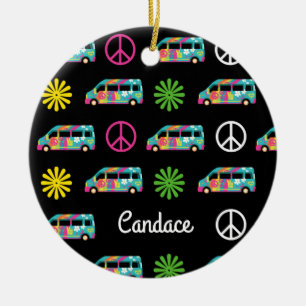 Hippie Bus Peace Sign 70 Keramisch Ornament
